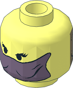 Minifig Head with Sand Purple Veil / Dark Tan Alien Face 2-Sided Pattern