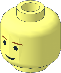 Minifig Head with SW Dark Orange Eyebrows and Slight Smile Pattern