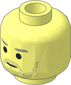 Minifig Head with Light Bluish Grey Eyebrows and Stubbles Pattern