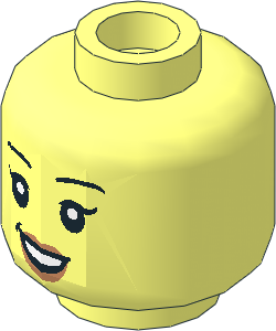 Minifig Head with Black Eyebrows, Eyelashes, Peach Lips and Open Smile Pattern