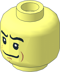 Minifig Head with White Pupils, Crooked Mouth, Eyebrows and Dimple Pattern