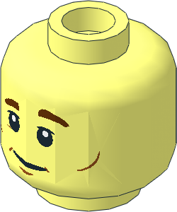Minifig Head with Eyebrows, Pupils, Cheek Lines, Dimple and Smile / Scared 2-Sided Pattern