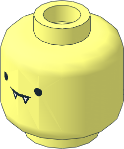 Minifig Head with Small Black Eyes, Closed Mouth with Fangs / Open Wide Dark Red Mouth with Fangs 2-Sided Pattern