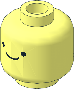 Minifig Head with Wide Set Eyes, Smile / Open Mouth with Teeth and Tongue 2-Sided Pattern