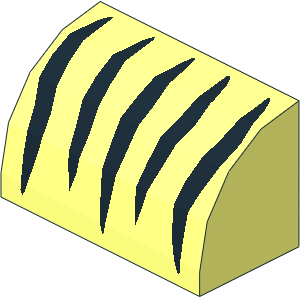 Brick  1 x  2 with Curved Top with Black Tiger Stripes Pattern Brick  1 x  2 with Curved Top with Black Tiger Stripes Pattern