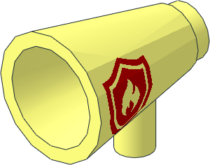 Minifig Megaphone with Red Firefighter Logo on Two Sides Pattern