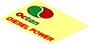 Sticker  2.6 x  3.6 with Octan Logo and Text and Red "DIESEL POWER" - Left Aligned
