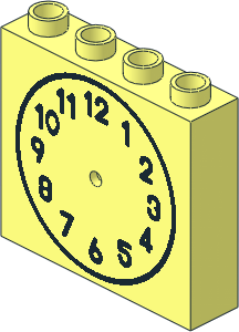 ~Duplo Brick  1 x  4 x  3 with Black Clock Face Pattern