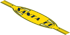 Sticker  1.9 x  8.9 Elliptical with Rectangular Extensions with Black "SANTA FE" on Yellow Background and Black Outlines