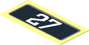 Sticker 0.9 x 1.9 with White "27" on Black Background with Silver Outline Sticker 0.9 x 1.9 with White "27" on Black Background with Silver Outline