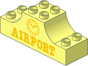 Duplo Brick  2 x  6 x  2 with Raised Central  2 x  2 Section with Curved Sides with Airport Clock Pattern