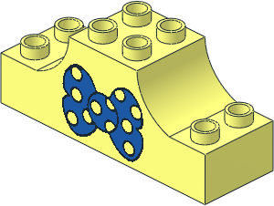 Duplo Brick  2 x  6 x  2 with Raised Central  2 x  2 Section with Curved Sides with Blue Bowtie Pattern