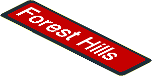 Sticker 1.0 x 3.8 with White "Forest Hills" on Red Background Sticker 1.0 x 3.8 with White "Forest Hills" on Red Background