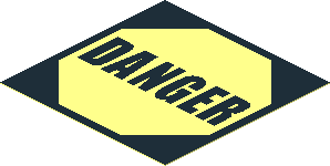 Sticker  1.8 x  1.8 with Black "DANGER" in Black Octagon