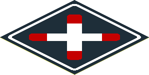 Sticker 1.8 x 1.8 with White St. Andrews Cross with Red Tips in White Frame on Black Background Sticker 1.8 x 1.8 with White St. Andrews Cross with Red Tips in White Frame on Black Background