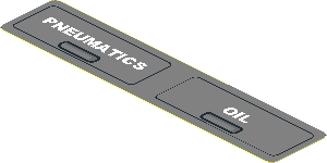 Sticker 0.8 x 3 with Black Frame and Black and Dark Grey Grip with White "PNEUMATICS" and "OIL" Sticker 0.8 x 3 with Black Frame and Black and Dark Grey Grip with White "PNEUMATICS" and "OIL"