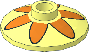 Dish 2 x 2 Inverted with Six Orange Petals Pattern Dish 2 x 2 Inverted with Six Orange Petals Pattern
