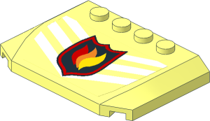 Slope Brick 45  4 x  6 x  0.667 Double Curved with Fire Logo Badge and Three White Chevrons Sticker