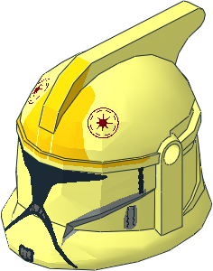 Minifig Helmet SW Clone Trooper Pilot Phase I Front Face with Yellow Markings and Black Visor Pattern
