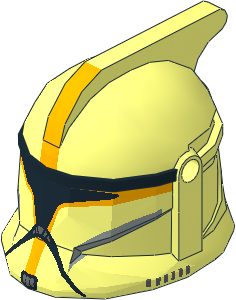 Minifig Helmet SW Clone Trooper Commander Phase I Front Face with Bright Light Orange Markings and Black Visor Pattern