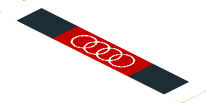 Sticker 0.8 x 5.8 with Black and White Stripes and White Audi Logo on Red Background Sticker 0.8 x 5.8 with Black and White Stripes and White Audi Logo on Red Background