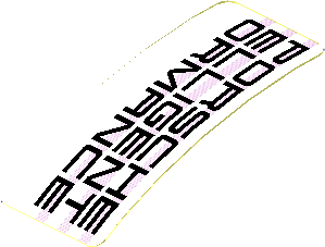 Sticker 0.8 x 1.9 with Black "PORSCHE ELLIGENT ORMANCE" on Black Halftone Stripes on White Background (Needs Work) (Formed) Sticker 0.8 x 1.9 with Black "PORSCHE ELLIGENT ORMANCE" on Black Halftone Stripes on White Background (Needs Work) (Formed)