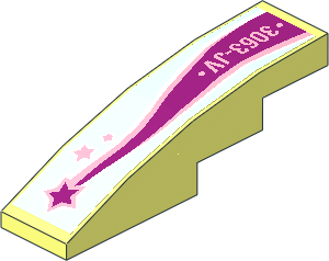 Slope Brick Curved  4 x  1 with "3063-JV" and Magenta Shooting Star Right Sticker