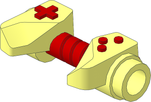 Minifig Game Controller with Red Handle and Buttons Pattern