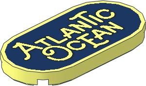 Tile  2 x  4 with Rounded Ends with "Atlantic Ocean" on Dark Blue Background Pattern