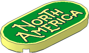 Tile  2 x  4 with Rounded Ends with "North America" on Green Background Pattern