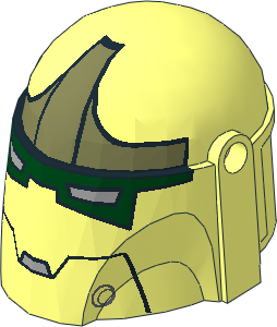 Minifig Helmet Mandalorian with Olive Green Forehead, Dark Green Goggles and Black Jaw Line Pattern Minifig Helmet Mandalorian with Olive Green Forehead, Dark Green Goggles and Black Jaw Line Pattern