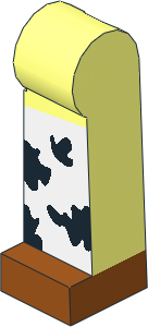 Minifig Leg Left Long with Black and White Chaps and Dark Orange Boots Pattern