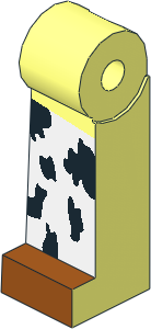 Minifig Leg Right Long with Black and White Chaps and Dark Orange Boots Pattern