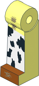 Minifig Leg Right Long with Black and White Chaps and Dark Orange Boots and Dirt Stains Pattern