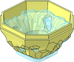 Rock  4 x  4 x  1.667 Bottom with Trans Light Blue Crystals Pattern