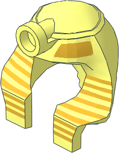 Minifig Headdress Nemes with Metallic Gold Stripes Pattern