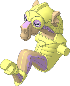 Minifig Body Dug without Arms with Sebulba Lavender Eyes and Tan Legs Pattern