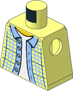 Minifig Torso with Plaid Jacket, Collar, Buttons and Light Blue Shirt Pattern