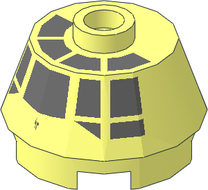 Cone 2 x  2 Truncated with Dark Bluish Grey Millennium Falcon Cockpit Pattern Cone 2 x  2 Truncated with Dark Bluish Grey Millennium Falcon Cockpit Pattern