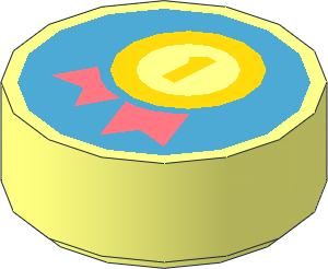 Tile  1 x  1 Round with Yellow First Prize Medal Pattern