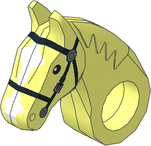 Animal Horse Poseable Head with Black Bridle and White Blaze Pattern