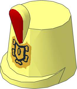 Minifig Hat Imperial Guard Shako with Red Plume and Gold Badge Pattern