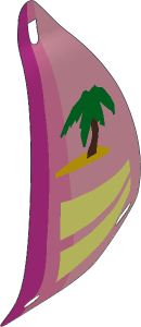 Sail  6 x 12 Triangular with Palm Tree and Vertical Pink Gradient Stripes Pattern (Formed Left Convex)