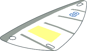 Sail  6 x 12 Triangular with Blue "8", Horizontal and Vertical Light Grey Stripes Pattern