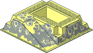 Baseplate 32 x 32 Raised with Ramp and Pit with White and Light Grey Craters Pattern