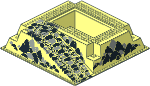 Baseplate 32 x 32 Raised with Ramp and Pit with Grey and Black Rocks Pattern