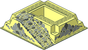 Baseplate 32 x 32 Raised with Ramp and Pit with Grey and DarkGrey Rocks Pattern