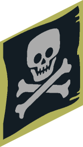 ~Flag  2 x  2 Square with Thick C-Clips with Jolly Roger Squared Skull and Crossbones Pattern