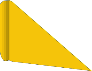 ~Sticker  1.4 x  5.3 Cutout Rhombus with Yellow Top (Formed) - Half