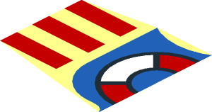 ~Coast Guard (1995) Logo with Three Red Horizontal Stripes and Life Saver on Blue Crest - Half